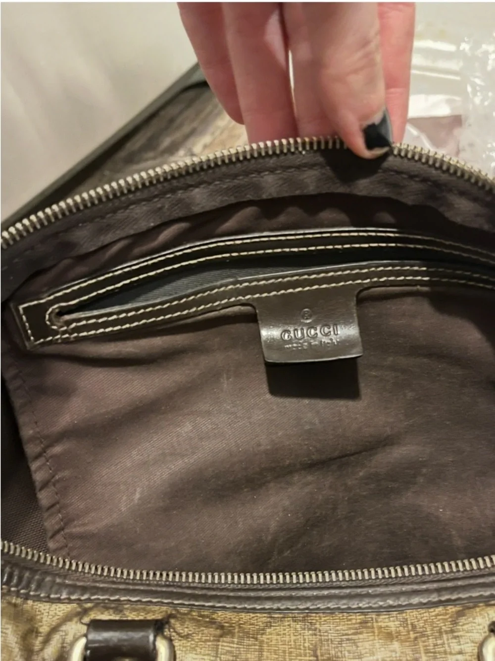 GUCCI Joy Boston Bag GG Monogram Vintage Beige & Brown - Picture 12 of 16